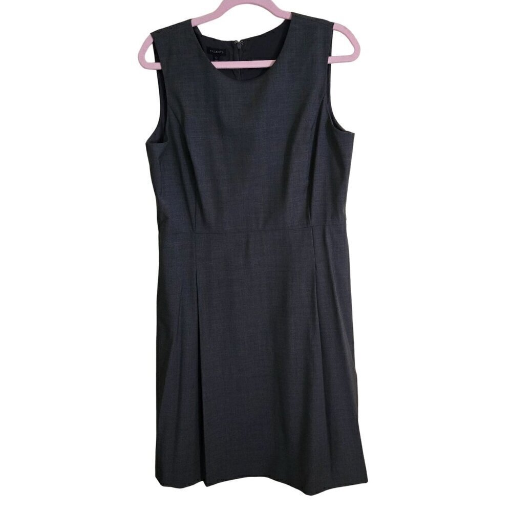 Talbots Classic Career Wear Grey Sleeveless Wool Sheath Dress Size 12